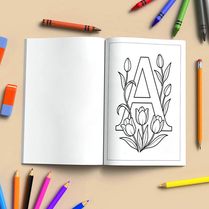 Floral Alphabet Wonders – Coloring Pages – 48 Botanical Letters – For Kids And adults