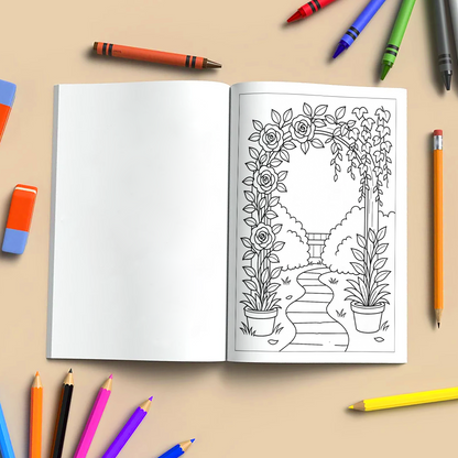 Secret Rose Garden – Flower Coloring Pages – 48 Pages – Whimsical, Romantic, Hidden Nature Paths – For Adults