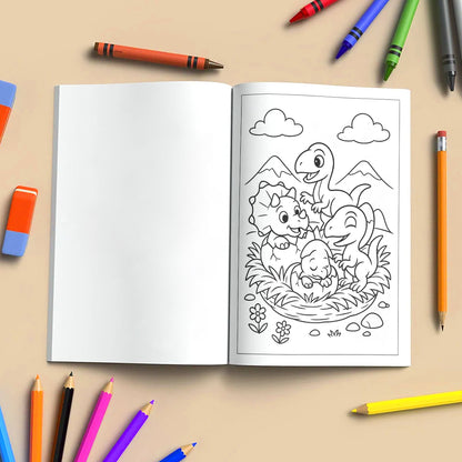 Baby Dino Adventures – Dinosaur Coloring Pages – 48 Pages – Cute, Playful, Prehistoric Fun – For Kids