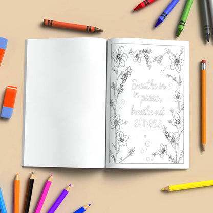 Bloom with Words – Flower Coloring Pages – 48 Pages – Inspiring Quotes Framed by Elegant Florals – For Adults