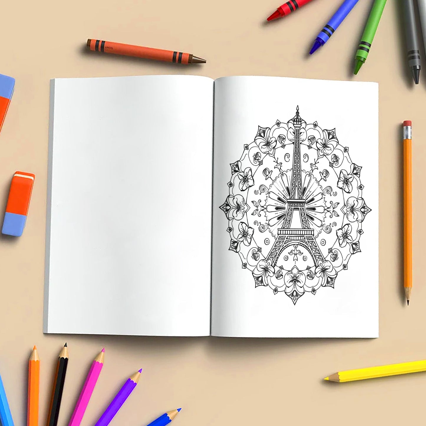 Architectural Mandalas of the World – Mandala Coloring Pages – 48 Pages – Eiffel Tower, Pyramids, Taj Mahal & More – For Adults