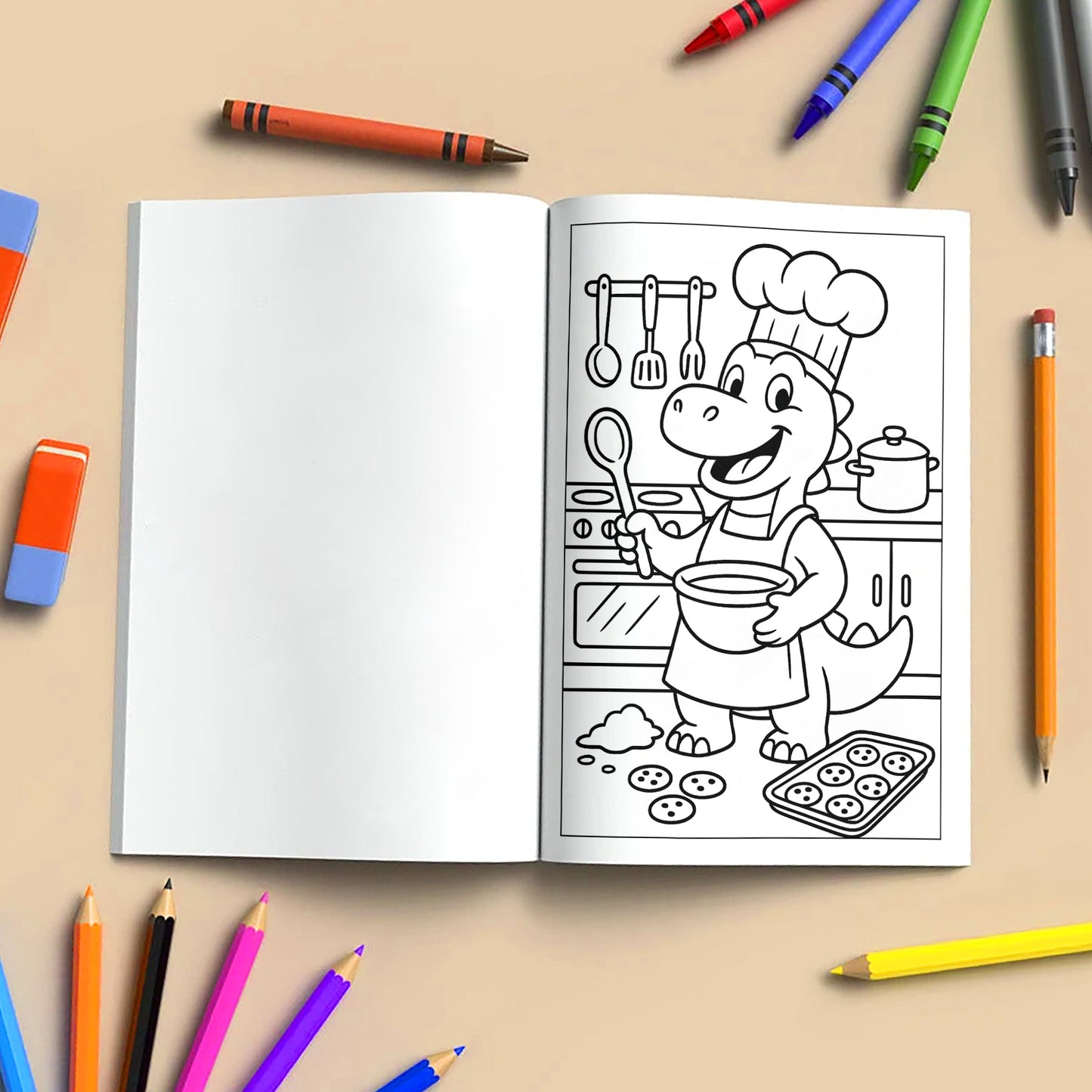 Dino Jobs Adventure Coloring Pages – 48 Pages – Funny, Imaginative, Career-Themed Scenes – For Kids