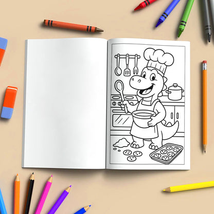 Dino Jobs Adventure Coloring Pages – 48 Pages – Funny, Imaginative, Career-Themed Scenes – For Kids