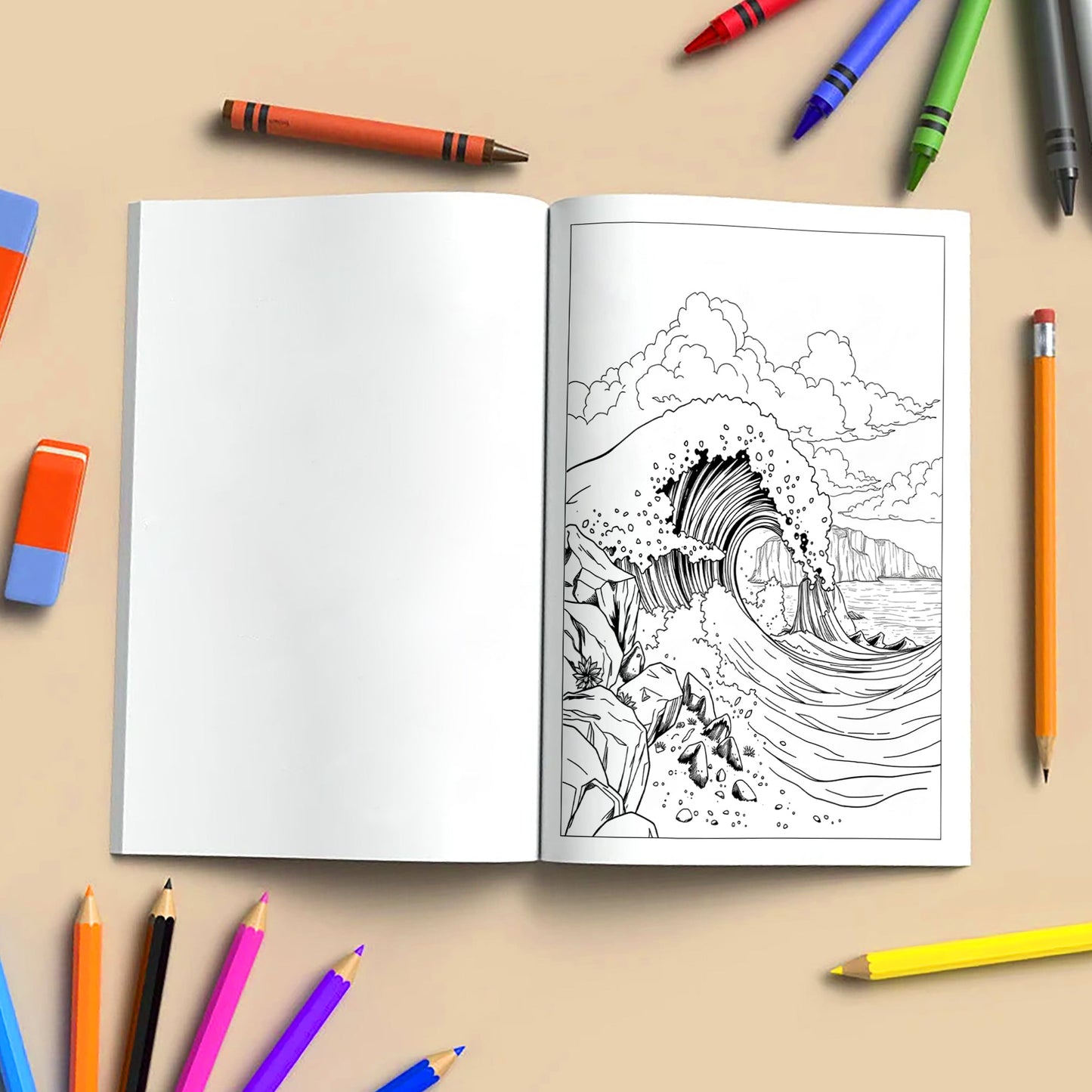 Waves & Villages of Hawaii Coloring Pages – 48 Peaceful Island Scenes with Canoes & Ocean Views - For Adults