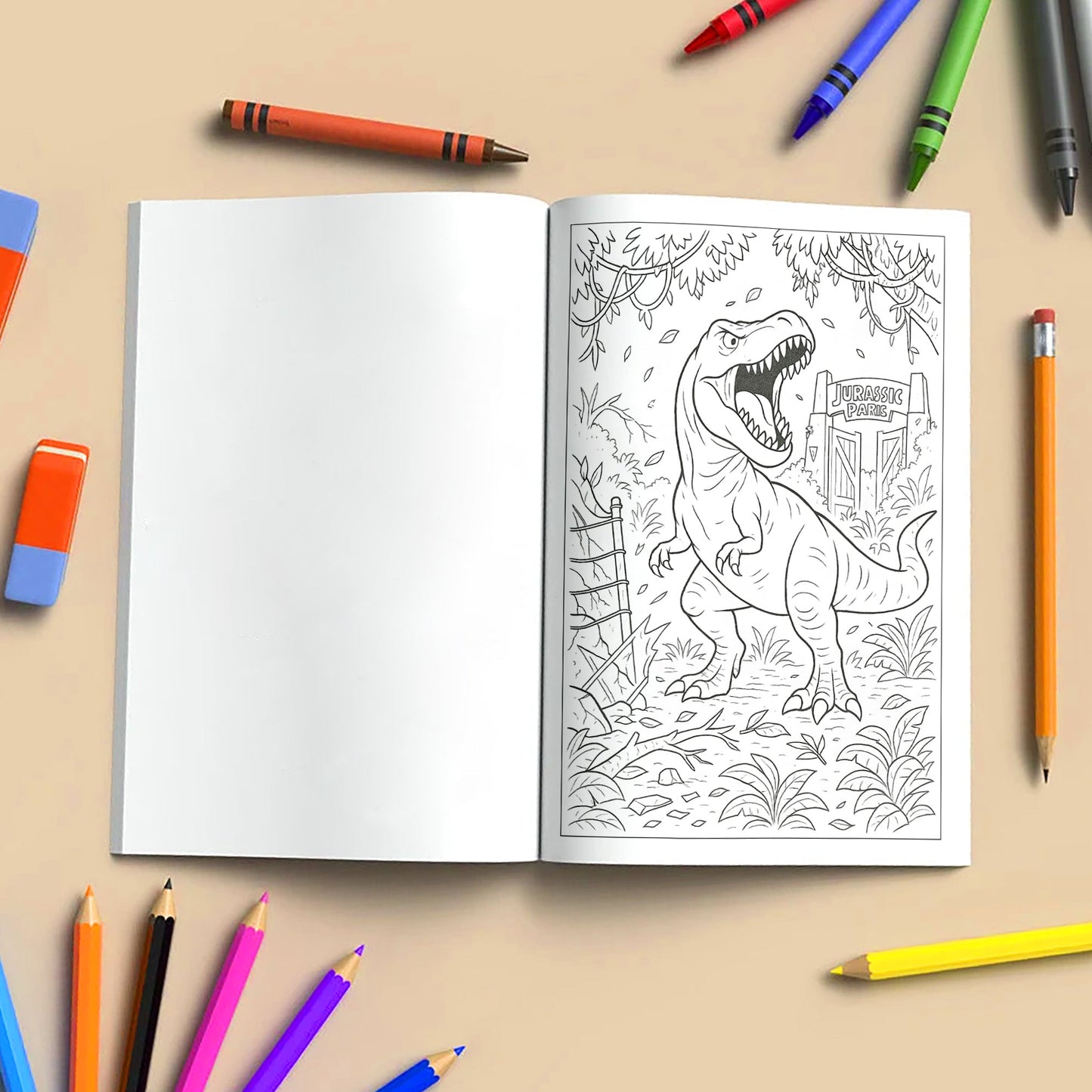 Jurassic Park Adventures – Dinosaur Coloring Pages – 48 Pages – Exciting, Wild, Prehistoric Fun – For Kids