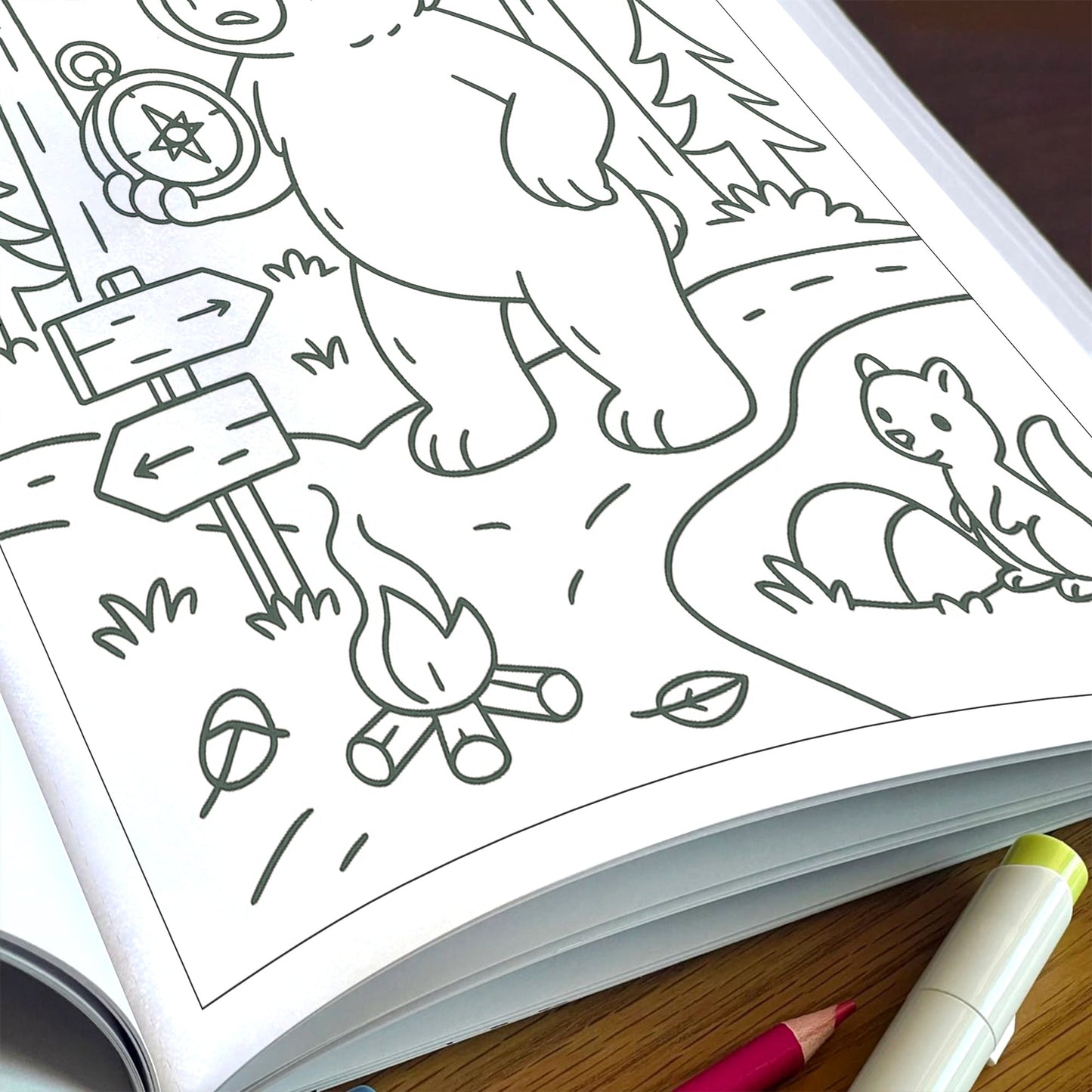 Brown Bear Adventures – Animal Coloring Pages – 48 Pages – Cute, Forest, Wholesome Moments – For Kids