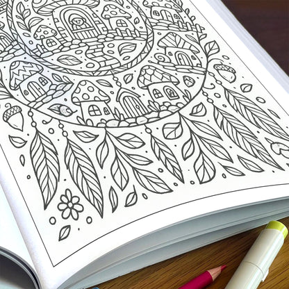 Enchanted Homes Mandalas Coloring Pages – 48 Fantasy Village Designs for Adults