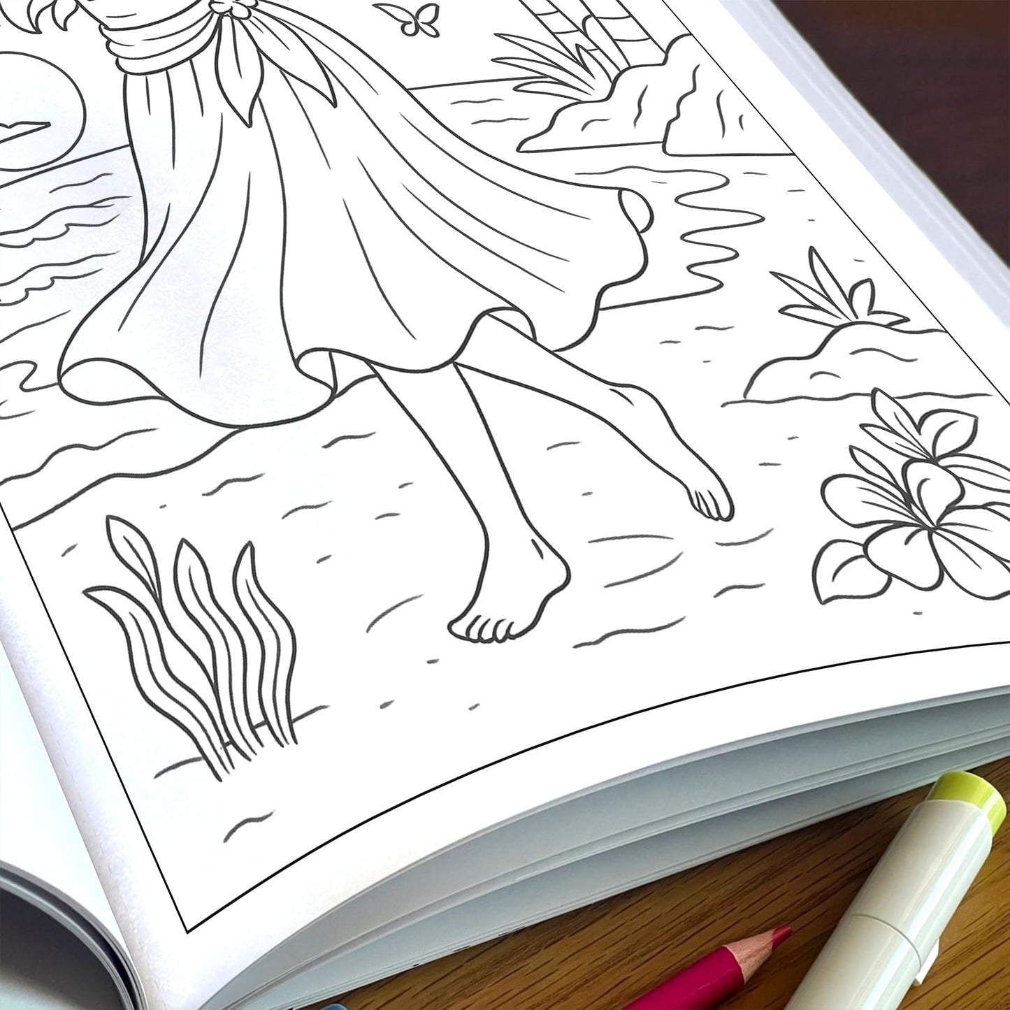 Island Girls of Hawaii Coloring Pages – 48 Tropical Portraits of Graceful Women & Scenic Views - For Adults