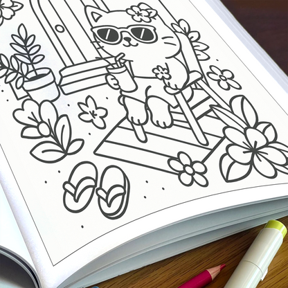 Beach Day Kitty Coloring Pages – 48 Cute & Fun Designs for Kids