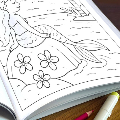 Hawaii Mermaid Coast Adventures Coloring Pages – 48 Whimsical Scenes with Lava Rocks, Tide Pools & Sea Life - For Kids