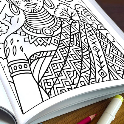 Tropical Goddess Coloring Pages – 48 Pages – Radiant, Relaxing, Feminine Energy – For Adults