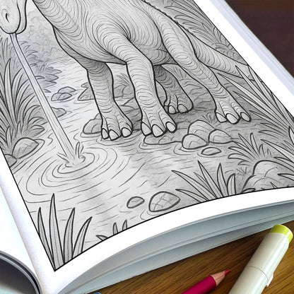 Jurassic Jungle Explorers Coloring Pages – 48 Pages – Detailed, Dynamic, Prehistoric Adventures – For Adults and Teens