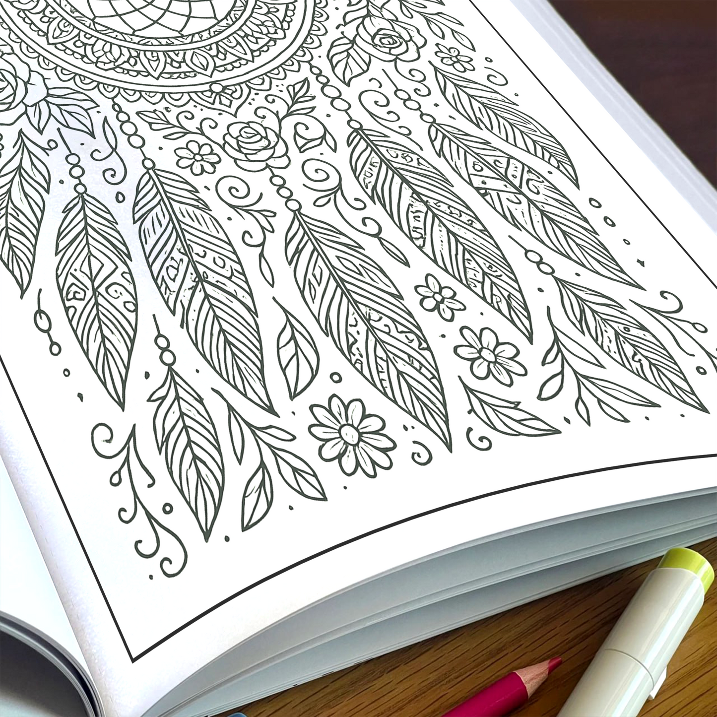 Dreamcatcher Bloom Mandalas Coloring Pages – 48 Intricate Boho Floral Designs for Adults