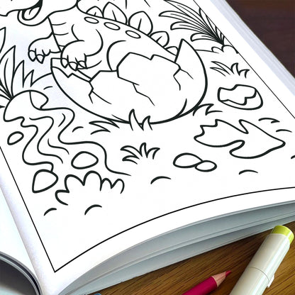Dino Volcano World Coloring Pages for Kids – 48 Action-Packed Designs