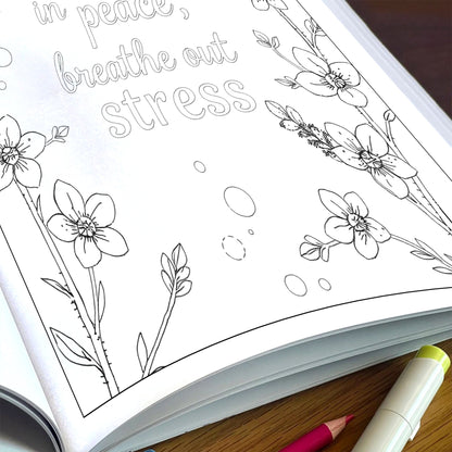 Bloom with Words – Flower Coloring Pages – 48 Pages – Inspiring Quotes Framed by Elegant Florals – For Adults