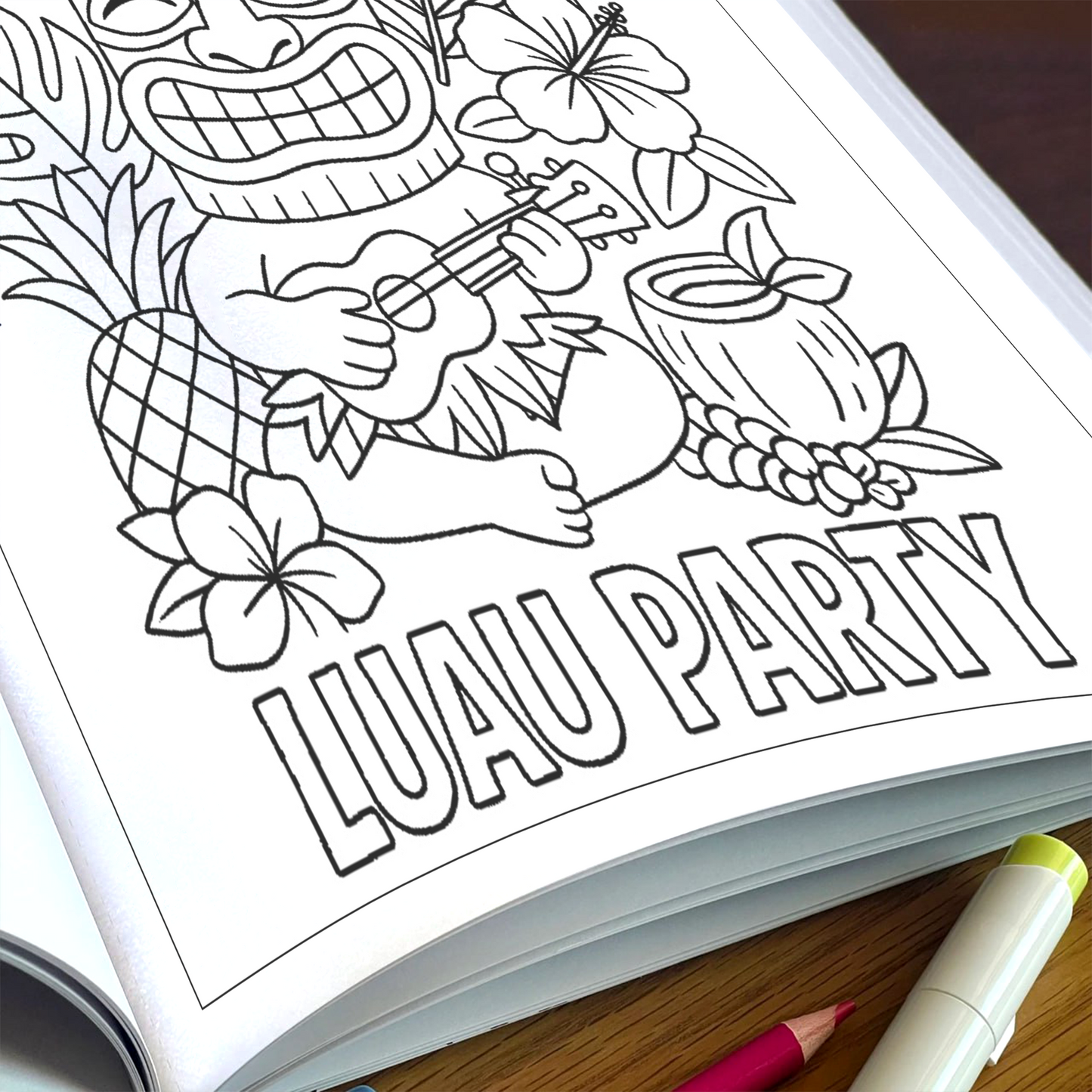 Aloha Tiki Party Coloring Pages for Kids – 48 Fun Island Designs