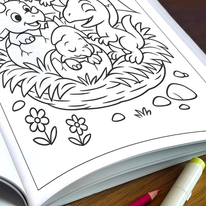 Baby Dino Adventures – Dinosaur Coloring Pages – 48 Pages – Cute, Playful, Prehistoric Fun – For Kids