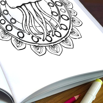 Ocean Mandalas – Mandala Coloring Pages – 48 Pages – Shells, Seahorses, Waves & Underwater Flow – For Adults