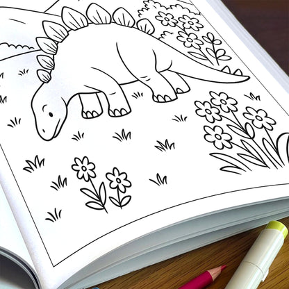 Dinosaur Beach Adventures – Dinosaur Coloring Pages – 48 Pages – Fun, Tropical, Prehistoric Playtime – For Kids