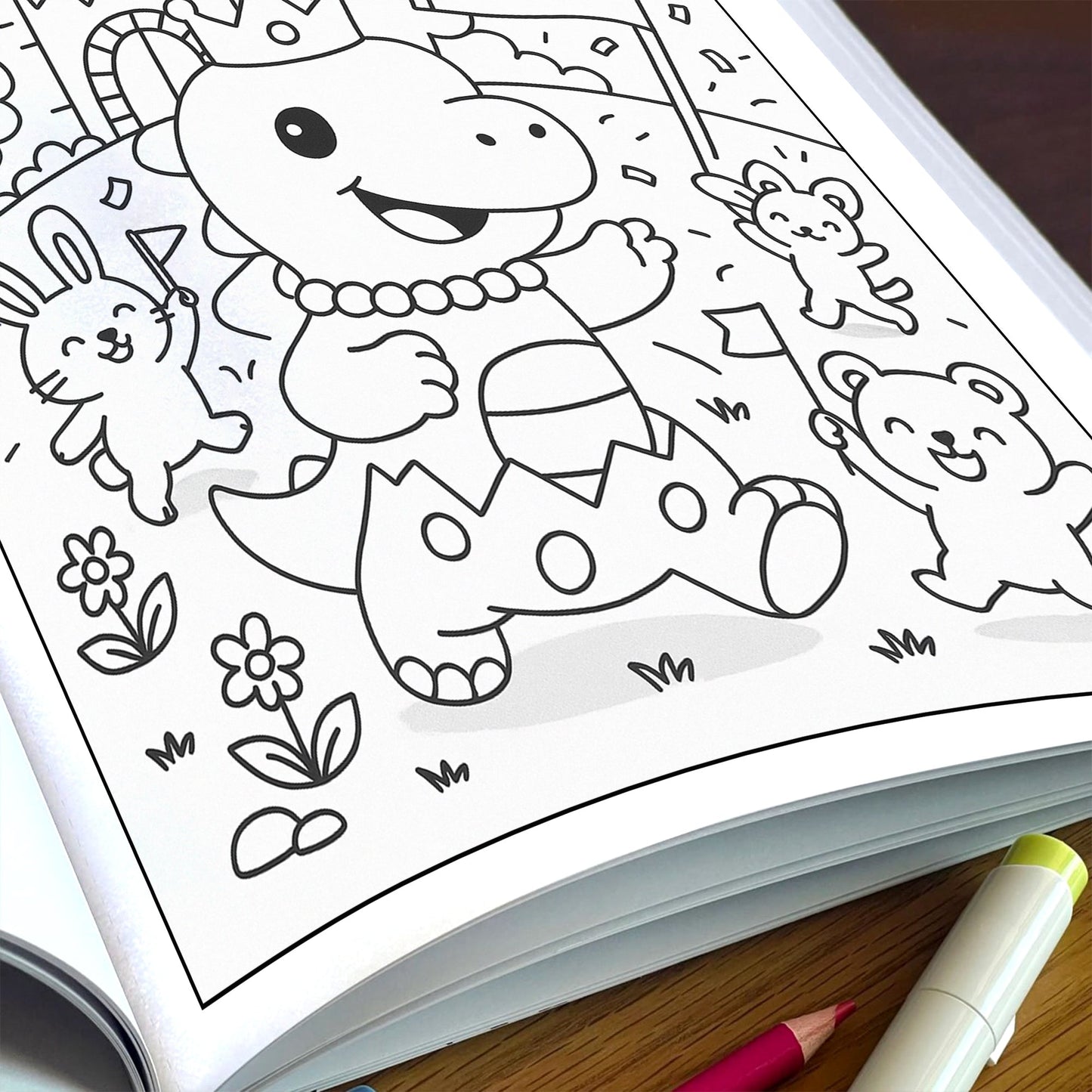 Dino Magic Kingdom Coloring Pages – 48 Pages – Fun, Fantasy-Filled, Prehistoric Adventures – For Kids