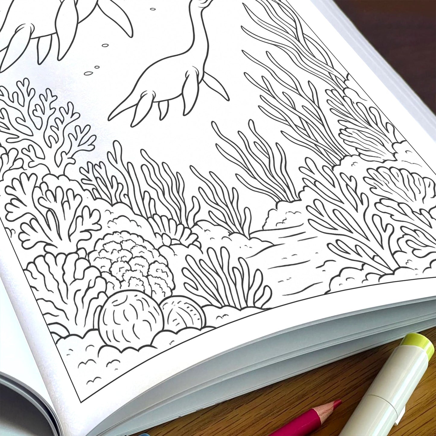 Underwater Dino Explorers – Dinosaur Coloring Pages – 48 Pages – Whimsical, Creative, Deep Sea Dinos – For All Ages