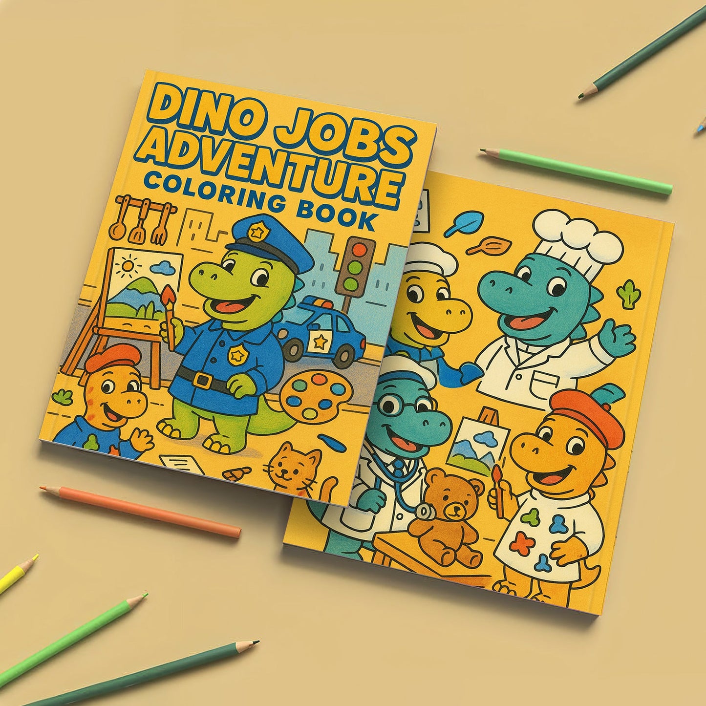 Dino Jobs Adventure Coloring Pages – 48 Pages – Funny, Imaginative, Career-Themed Scenes – For Kids