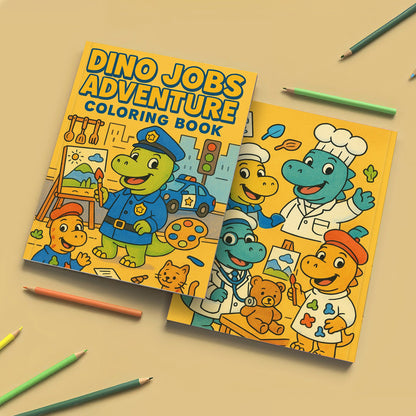 Dino Jobs Adventure Coloring Pages – 48 Pages – Funny, Imaginative, Career-Themed Scenes – For Kids