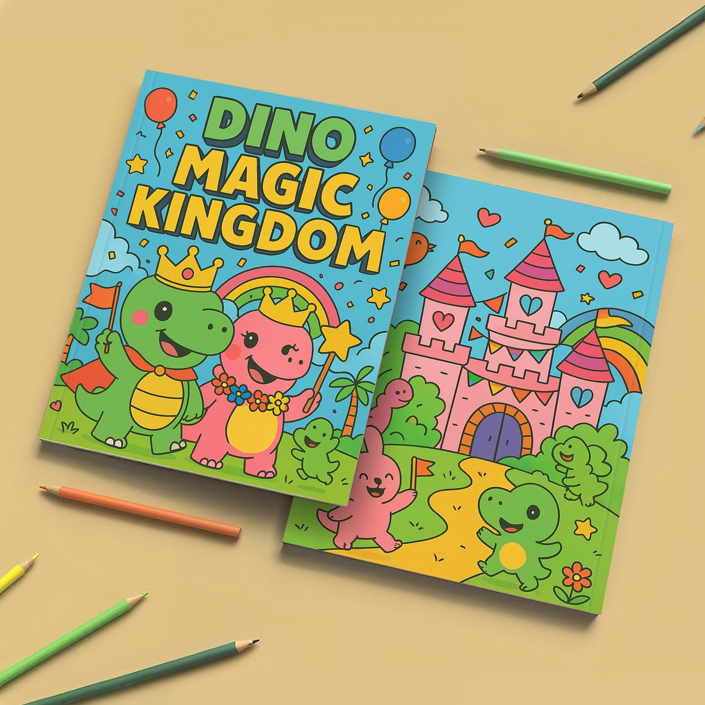 Dino Magic Kingdom Coloring Pages – 48 Pages – Fun, Fantasy-Filled, Prehistoric Adventures – For Kids