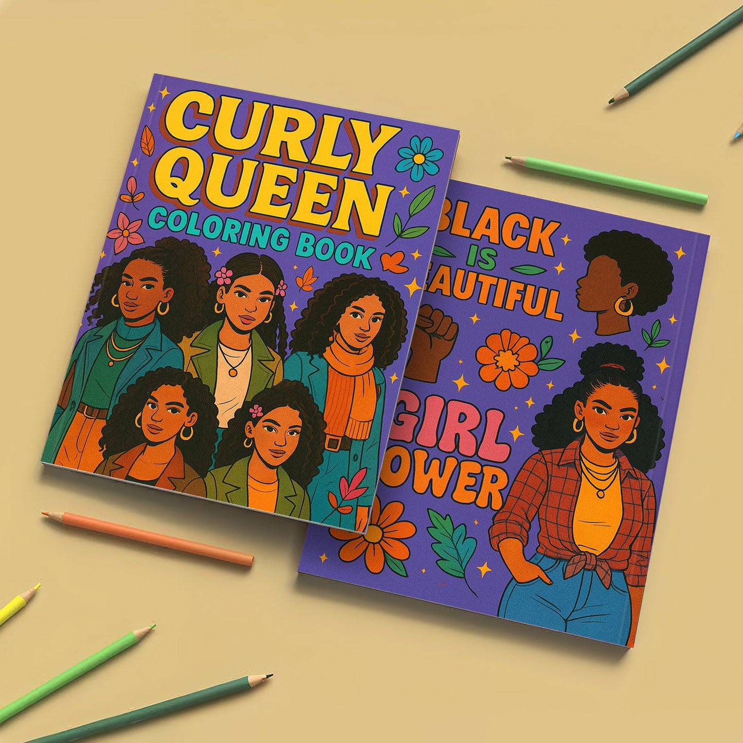 Curly Queen Coloring Pages – 48 Pages – Bold, Empowering, Natural Hair Beauty – For Adults