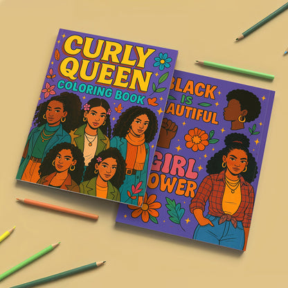 Curly Queen Coloring Pages – 48 Pages – Bold, Empowering, Natural Hair Beauty – For Adults