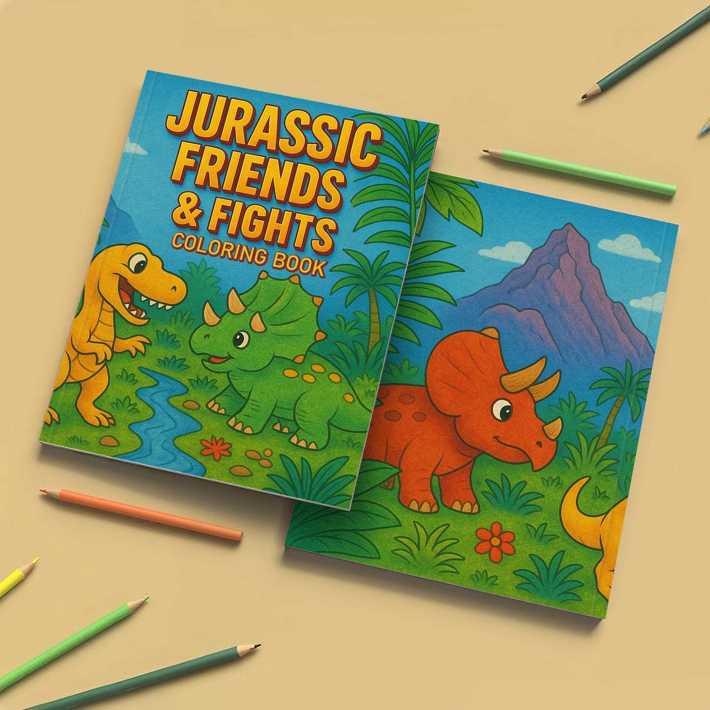 Jurassic Friends & Fights Coloring Pages for Kids – 48 Dino Adventures