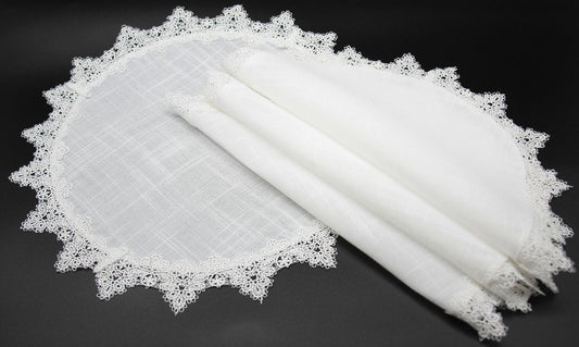 ML16145 Victorian Lace Trim Placemats,16"RD, Set of 4