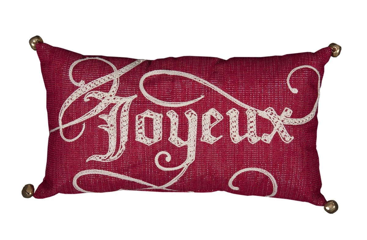 ML17125 Joyeux Christmas Pillow, 8"x14"