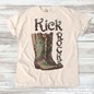 Retro Western Kick Rocks Cowgirl Tee - Printed On Comfort Colors