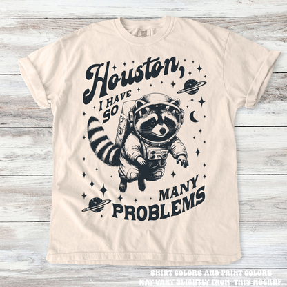 Funny Racoon Houston I Have So Many Problems Shirt - Printed On Comfort Colors