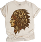Leopard Print Indian Chief Head Shirt - Printed On Comfort Colors