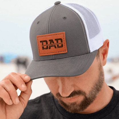 Custom Dad Hat with Kids Names - The Man Myth Legend - Personalized Leather Patch Trucker Hat - Father's Day Gift for Him, Husband, Daddy, Grandpa