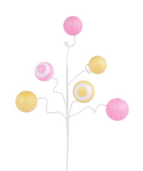 19"L GLITTER BALL SPRAY PINK/YELLOW