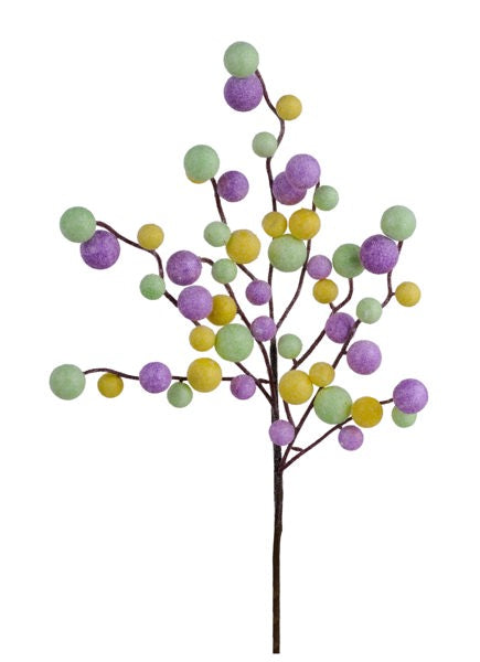 17"L GLITTER BALL SPRAY LAVENDER/LT GREEN/YELLOW