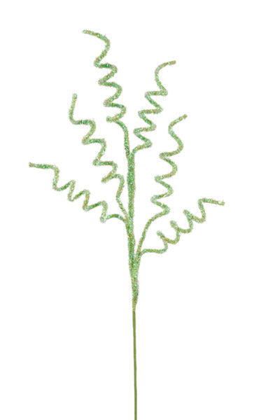 29"L V-CUT FOIL/GLTR CURLY TWIG SPRAY IRIDESCENT MINT GREEN