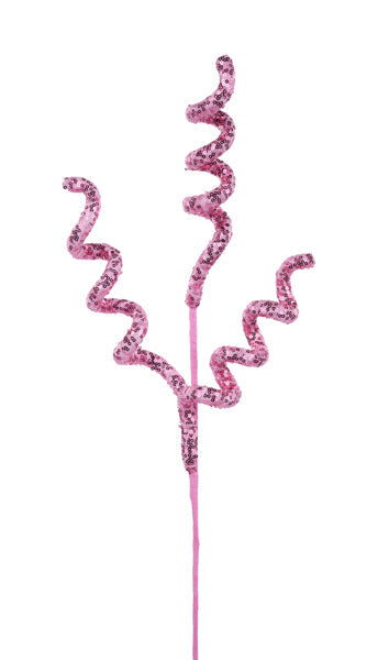 28"L SEQUIN CURLY SPRAY PINK