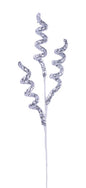 28"L SEQUIN CURLY SPRAY WHITE W/SILVER