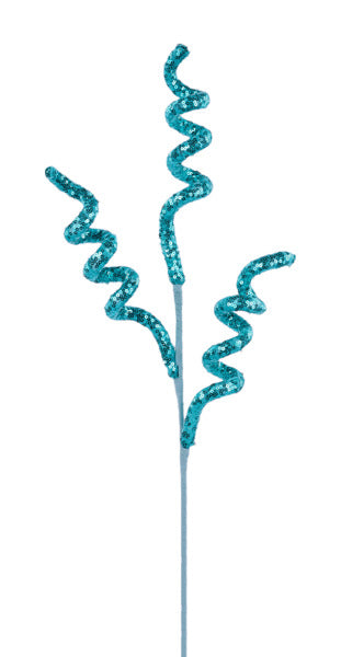 28"L SEQUIN CURLY SPRAY TURQUOISE