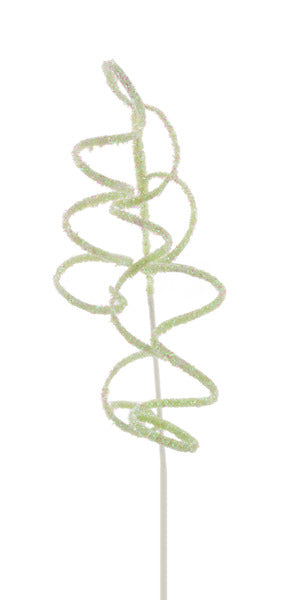 20"L IRID CURLY RIBBON HANGING SPRAY MINT GREEN