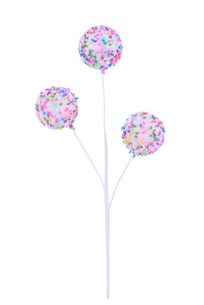 11.5"L CAKE POP PICK W/SPRINKLES WHITE/MULTI