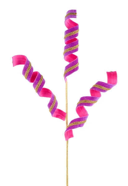 26" VELVET/LACE CURL SPRAY LAVENDER/HOT PINK/GOLD