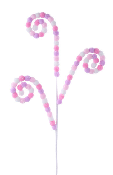 27"L TINSEL POMPOM COIL SPRAY LVNDR/PINK/WHITE/LT PINK