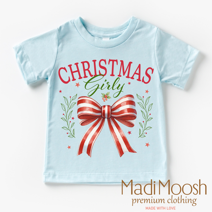 Christmas Girly Bow Shirt - Christmas Tee