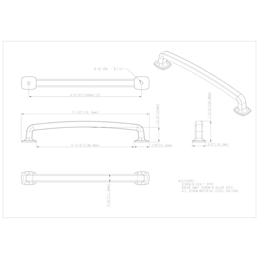96 mm Center-to-Center Satin Nickel Belcastel 1 Cabinet Pull