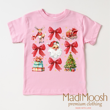 Santa Bows and Christmas Shirt - Christmas Tee
